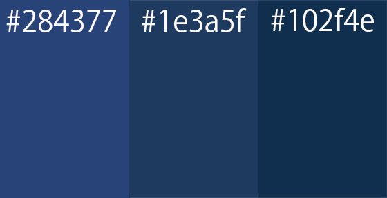 #284377,#1e3a5f,#102f4e,色サンプル