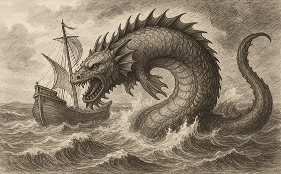 船を襲うリバイヤサン