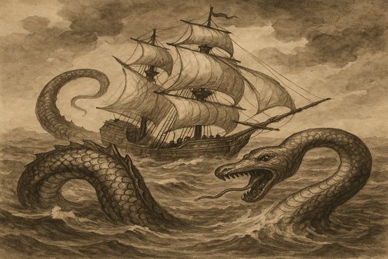 船を襲うシーサーペント