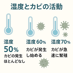 湿度とカビの活動イラスト