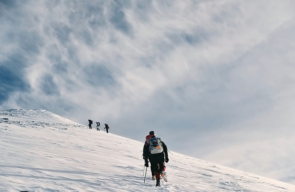 雪山の歩き方、休み方