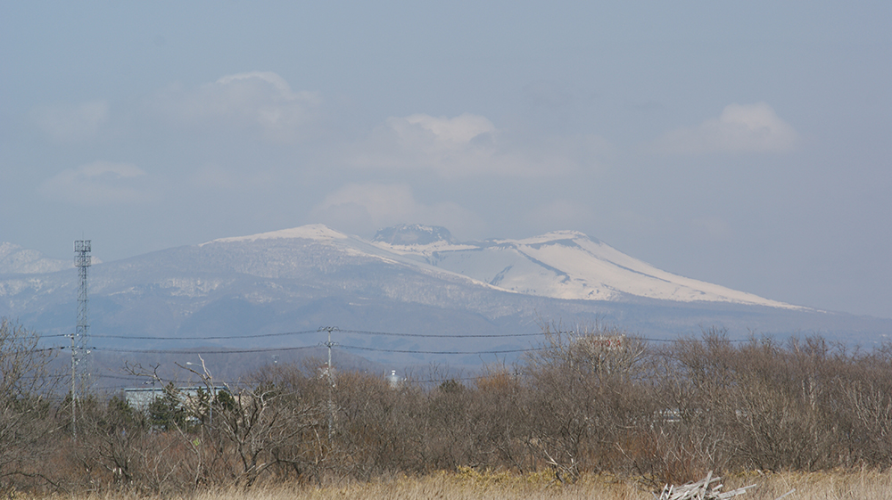 白老から見た樽前山の写真